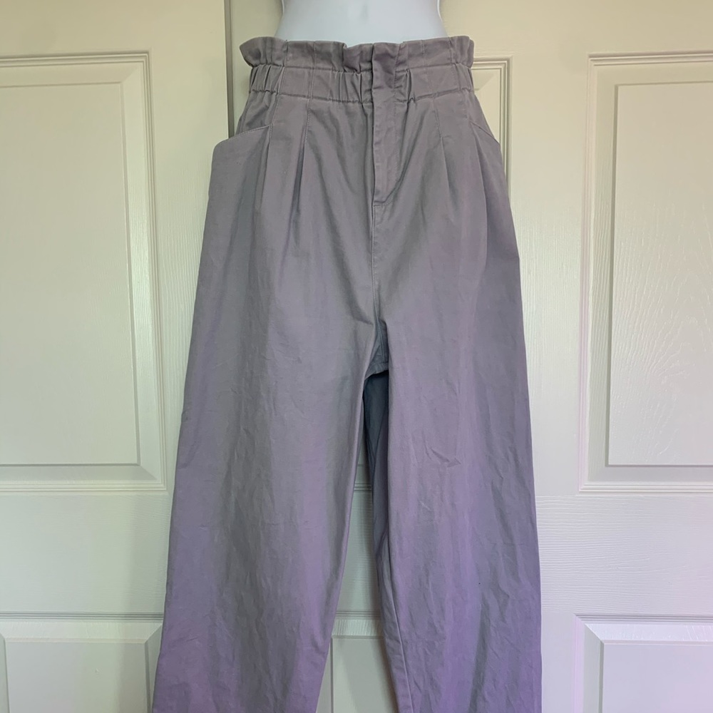ASOS wide leg pants with ruffle stretch top. Light grey size 6